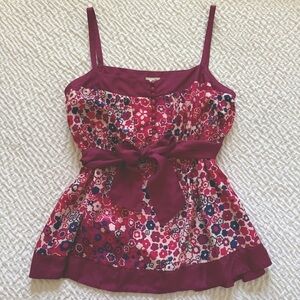 Berry Floral Tie-Front Camisole